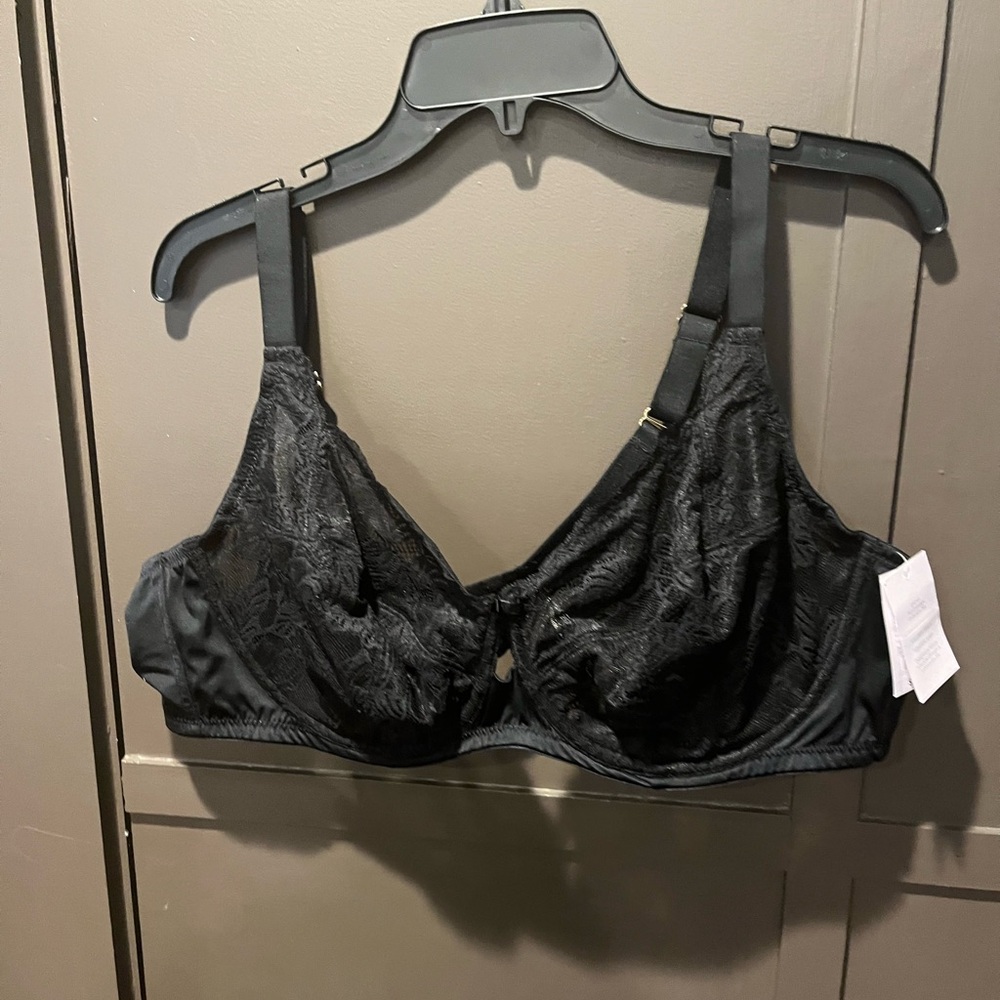Auden Unlined Full Coverage Underwire Bra Black New 44D Lace $15